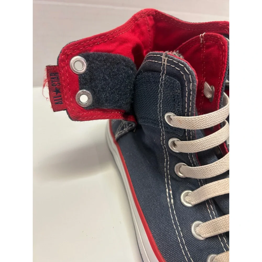 Converse All Star High Top Sneakers Kids Size 3 Roll Down Collar Blue Red‎